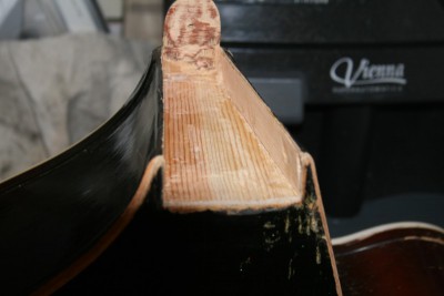 gniazdo oczyszczone z kleju z wklejonym klinem